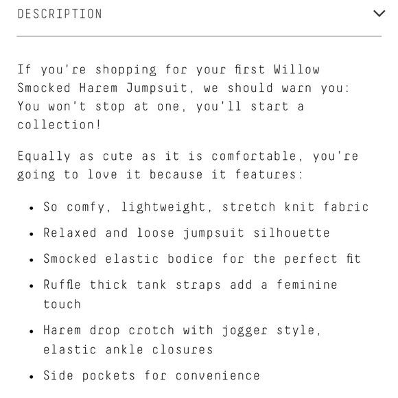 Three Birds Nest Willow Coco Harem Romper Large - Picture 4 of 7